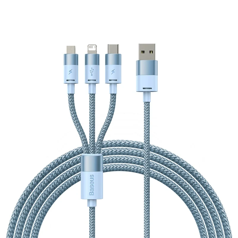Baseus Star Speed Series Triple-Port Fast Charging Cable USB to M+L+C 3.5A 1.2m Sky Blue